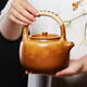 尊壺 紫砂壺燒水壺煮茶壺提梁壺電陶爐風(fēng)火爐煮茶器功夫茶具 柴燒提梁壺 段泥 900ml