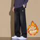 GPEJ高端寬松休閑褲男秋冬季加厚保暖長(cháng)褲子男生美式潮牌百搭直筒男褲 K3009黑色加絨 2XL