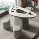 尊蘭卡（ZUNLANKA）輕奢巖板陽(yáng)臺茶桌椅組合簡(jiǎn)約小戶(hù)型茶臺家用燒水壺一體功夫茶幾桌 賓利白【亮光臺面】 1米茶桌+1主椅+2圓凳+禮包
