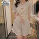 莫代爾純欲風(fēng)少女碎花睡衣女夏季薄款短褲套裝甜美可愛(ài)家居服夏兩件套萌 小碎花 M