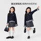 左西女童毛衣假兩件2025新款兒童秋裝格子襯衫女孩上衣潮 藏青色 160