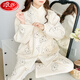 浪莎（LangSha）空氣棉月子服女秋冬季產(chǎn)后加厚夾層純棉哺乳睡衣孕婦家居服春秋款 H3668#小熊 XL 適合130-150斤】