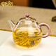 塔馳密司（TOUCH MISS）玻璃茶壺泡茶壺200毫升加厚耐熱功夫茶具辦公家用帶過(guò)濾泡茶器 淺粉色*配茶巾杯墊海綿刷 200ml