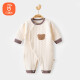 贝瑞加（Babyprints）婴儿连体衣秋冬男女宝宝夹棉哈衣卡通可爱对开爬服加厚 棕90