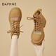 達芙妮（DAPHNE）涼靴女夏透氣網(wǎng)面馬丁靴夏季新款女鞋英倫風(fēng)短靴 黃色    單層 跟高5cm 36 (230mm)