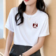 岱言夏裝白色T恤女短袖寬松韓版女裝體恤ins半袖上衣女簡(jiǎn)約 白色小紅兔 M 建議95-108