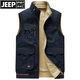 JEEP SPIRIT雙面穿馬甲男春秋休閑攝影坎肩釣魚(yú)導演兩面穿純棉外套加大碼馬夾 黑藍色 2XL建議180斤左右