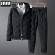 JEEP SPIRIT2024冬季新款男士加厚羽絨服套裝中老男士休閑外穿加絨兩件套 QCC-1906兩件套【黑色】 2XL