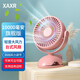 XAXR 小風(fēng)扇迷你可充電車載usb夾子式隨身大風(fēng)力電風(fēng)扇小型學(xué)生宿舍桌面臺(tái)式寶寶嬰兒床上夾子風(fēng)扇 旗艦粉|10000毫安|四檔風(fēng)大低噪