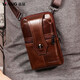 意昂（yi ang）2023新款真皮穿皮帶手機腰包男全頭層牛皮多功能單肩運動(dòng)包大容量 深棕色