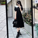勤記高三學(xué)生成人禮服女18嵗禮服娃娃領(lǐng)連衣裙少女夏裝初中高中生裙子 黑色三?？弁尥揞I(lǐng)[夏天穿搭 女 M