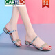 卡帝樂(lè )鱷魚(yú)（CARTELO）高檔兩穿涼鞋女夏2025新款韓版百搭洋氣女士低跟大碼水鉆仙女風(fēng)涼 銀色 37