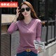 DGPZT恤女棉質(zhì)韓版女士半袖t恤衫休閑打底衫女裝上衣K5572 紫紅 L
