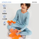 愛(ài)慕兒童小暖氣【中暖】男童保暖內衣套裝吸濕發(fā)熱秋衣秋褲藍150