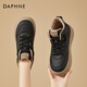 DAPHNE達芙妮厚底板鞋女學(xué)生秋冬女鞋新款英倫風(fēng)百搭高幫休閑面包鞋秋款 7143款 黑卡色 加絨 跟高4cm 35 (225mm)