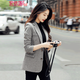 安依蓮格子西裝外套女秋冬新款韓版修身呢子西裝休閑網(wǎng)紅復古毛呢西服 淺咖色西裝 L