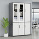 洛克菲勒 辦公室文件柜鐵皮柜資料檔案柜玻璃儲物柜財務(wù)憑證柜帶鎖矮柜子 灰套白*六門(mén)書(shū)柜右 0.8mm