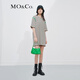 MO&Co.愛(ài)心織嘜刺繡落肩條紋短袖連衣裙氣質(zhì)高端裙子女摩安珂 杏黑條-第2批 S 160