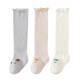 【塔曼貓】A類(lèi)無(wú)骨嬰兒長(cháng)筒襪春秋冬季過(guò)膝棉襪新生兒松口卡其木耳邊高筒寶寶襪男女?huà)胗變和m 【3雙裝】灰色+米色+白色 S碼0-6月(建議腳丫長(cháng)度7-9cm)