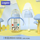 Logao奶瓶ppsu奶瓶大寶寶寬口徑新生嬰兒喝水硅膠鴨嘴吸管杯耐摔防脹氣1歲 粉藍色260ml+吸管組合