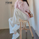 瑪嬌媚休閑褲套裝女2024年春秋新款韓版減齡小個(gè)子溫柔風(fēng)毛衣闊腿褲子女 圖片色套裝 S