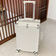 金登仕復古行李箱 鋁框PC拉桿箱前置掛包旅行箱 靜音登機箱新款密碼箱子 亞光白色 26英寸 (高端設計+前置金屬掛鉤)