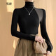 別語(yǔ) 莫代爾高領(lǐng)打底衫女秋冬修身長(cháng)袖t恤薄款緊身上衣 黑色-莫代爾 L