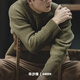 馬登工裝 美式復古重磅菠蘿紋粗毛衣加厚實(shí)圓領(lǐng)落肩休閑針織衫男 華沙綠 XL