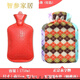 貝意品熱水袋注水小號(hào)暖腰橡膠充灌水永字牌毛絨暖水袋 大號(hào)1750ml紅色配絨布套