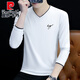 皮爾卡丹男士純棉V領(lǐng)打底衫長(cháng)袖t恤內衣春秋衣服2024新款體恤內搭秋季男士 YP-Z1029白色 L(建議115-130斤)