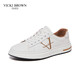 VICKI BROWN【VB男鞋】法國(guó)品牌簡(jiǎn)約潮流板鞋刺繡百搭小白鞋舒適休閑鞋男 白金色 42