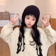 云見(jiàn)森知流蘇淑女風(fēng)ins韓風(fēng)兒童毛線(xiàn)帽子洋氣秋冬手工女童針織護耳帽 黑色