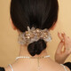 銀瑜 重工水晶綴珠大腸發(fā)圈扎頭發(fā)飾品高級感頭繩女新款頭花發(fā)飾禮物 YU210A-香檳色葉子發(fā)圈