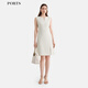 PORTS寶姿女裝春夏新款優(yōu)雅珍珠裝飾圓領(lǐng)奶白色醋酸混紡側開(kāi)衩連衣裙 奶白色 S (4）