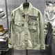謙集（QIANJI） 高端字母刺繡牛仔夾克男潮牌2024春秋新品休閑寬松外套 軍綠色 L (120-140斤)