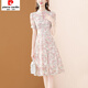 皮爾卡丹旗袍連衣裙女夏季2025新款氣質(zhì)收腰顯瘦中長(cháng)款小個(gè)子碎花雪紡裙子 花色 L 建議105-115斤
