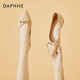 達(dá)芙妮（DAPHNE）單鞋女低跟船鞋新款學(xué)生尖頭百搭一腳蹬工作宴會(huì)鞋 米色 跟高3cm 37 (235mm)