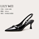 Lily Wei【暮光】性感貓跟黑色高跟鞋女細跟氣質(zhì)名媛涼鞋大碼情人節禮物 黑色【跟高6cm】 36