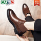卡帝樂(lè )鱷魚(yú)（CARTELO）馬丁靴男春秋新款中高幫英倫風(fēng)男士休閑內增高復古切爾西短靴子潮 棕色【套腳】 41