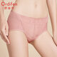 歐迪芬（Ordifen）秋冬年女式內褲薄款蕾絲包臀收腹修身女士高腰紅色三角褲送女友 玫瑰水粉 XL (170/100)