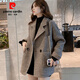 皮爾卡丹毛呢大衣女西裝領(lǐng)外套女秋冬2025年新款韓版英倫風(fēng)毛呢寬松顯瘦款 咖啡色【加棉加厚】 XL 建議130-145斤