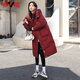 雅鹿新款羽絨服女中長(cháng)款過(guò)膝顯瘦加厚寬松棋盤(pán)格領(lǐng)女士鴨絨冬季外套 棗紅色 L （推薦150-175斤）