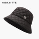 蒙奈特帽子女冬季新款加厚保暖大帽檐洋氣潮牌漁夫帽四季戶(hù)外時(shí)尚盆帽 黑色（鑲鉆M銀標） 均碼（53-57CM）