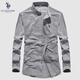 U.S. POLO ASSN.長袖襯衫男春秋純棉牛津紡商務(wù)休閑寬松免燙透氣男襯衣灰色L