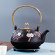 瓷牌茗茶具 鐵壺鑄鐵泡茶壺家用燒水壺煮茶單壺仿日式手工生鐵老鐵壺 手繪喜上眉梢鐵壺 1L