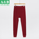 AB男士秋褲男薄款中老年保暖褲純棉單件全棉毛褲線(xiàn)褲大碼打底襯褲T007 酒紅色 XXXL
