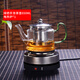 電陶爐茶壺耐高溫過濾玻璃燒水壺水杯套裝家用全自動蒸茶壺茶具 綠把壺650ml+500w電熱爐