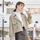 betu百圖女裝春秋韓版寬松炸街小個(gè)子外套短風(fēng)衣2201T35 卡其 L