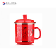 中國紅瓷茶杯中國紅瓷茶杯水杯醴陵紅瓷杯禮品杯陶瓷杯禮盒包裝可印商標HX8328 玫紅色：詩(shī)詞杯