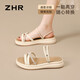 ZHR涼鞋女夏水鉆涼拖鞋子女平底兩穿一腳蹬女鞋